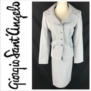 Giorgio Sant Angelo Gray Blue White Skirt Suit 14
